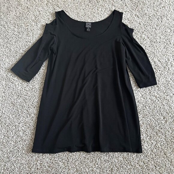 Clara Sunwoo Women's M Black Cold Shoulder Tunic Dress 3/4 Sleeve - Picture 4 of 11